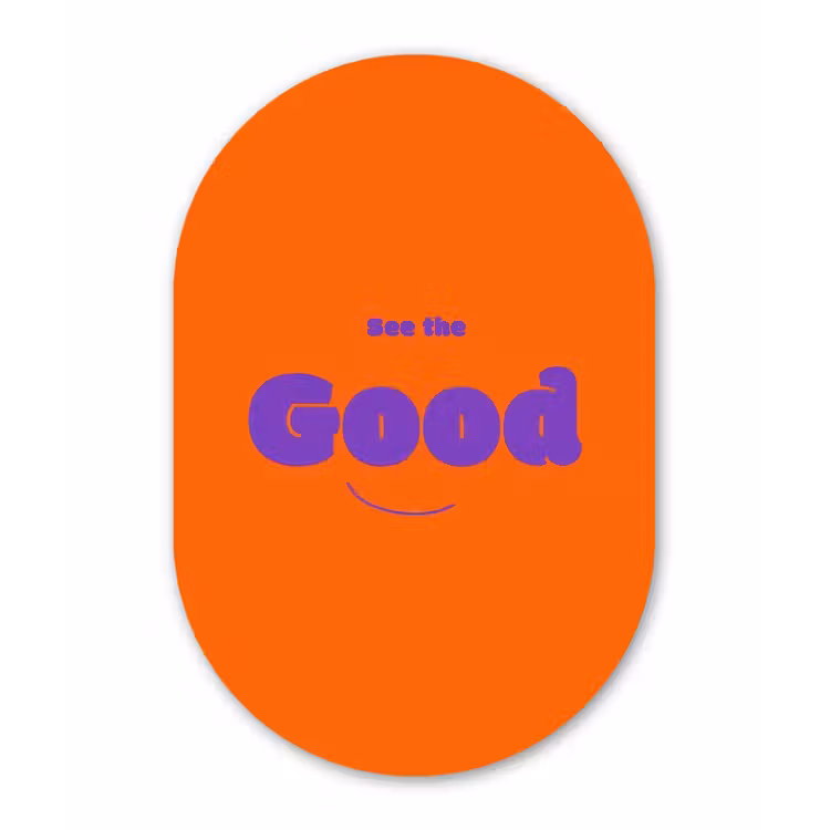 Muurovaal - Kunststof - See the good - Paars - Oranje - Smiley — 3