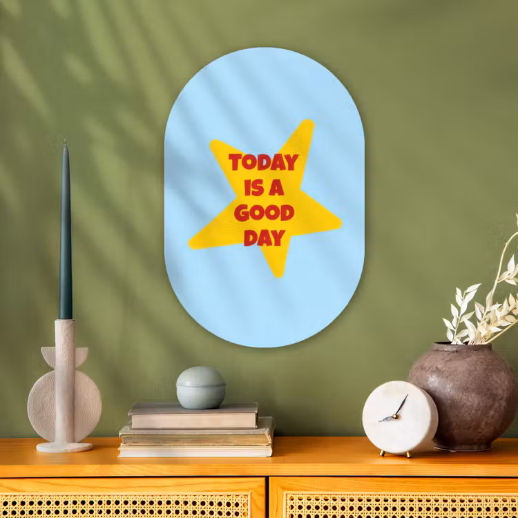 Muurovaal - Kunststof - Ster - Today is a good day - Blauw — 2
