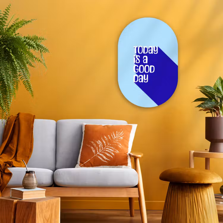 Muurovaal - Kunststof - Today is a good day - Blauw - Schaduw — 1