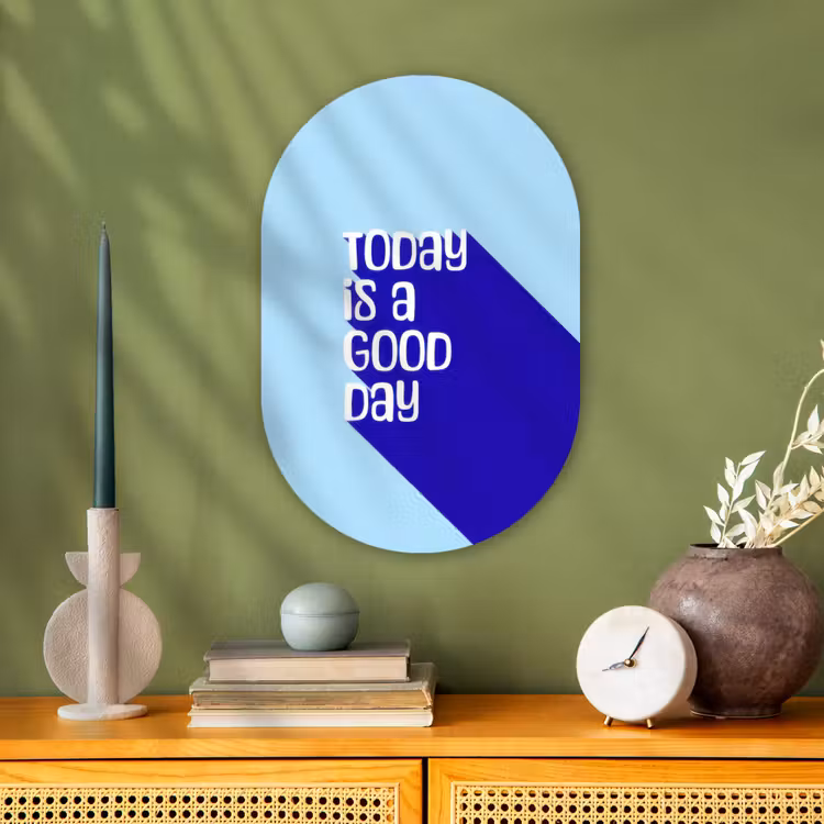 Muurovaal - Kunststof - Today is a good day - Blauw - Schaduw — 2