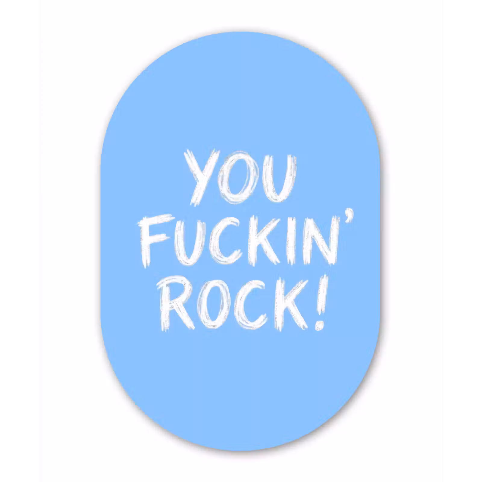 Muurovaal - Glas - Blauw - Wit - You fuckin rock — 1