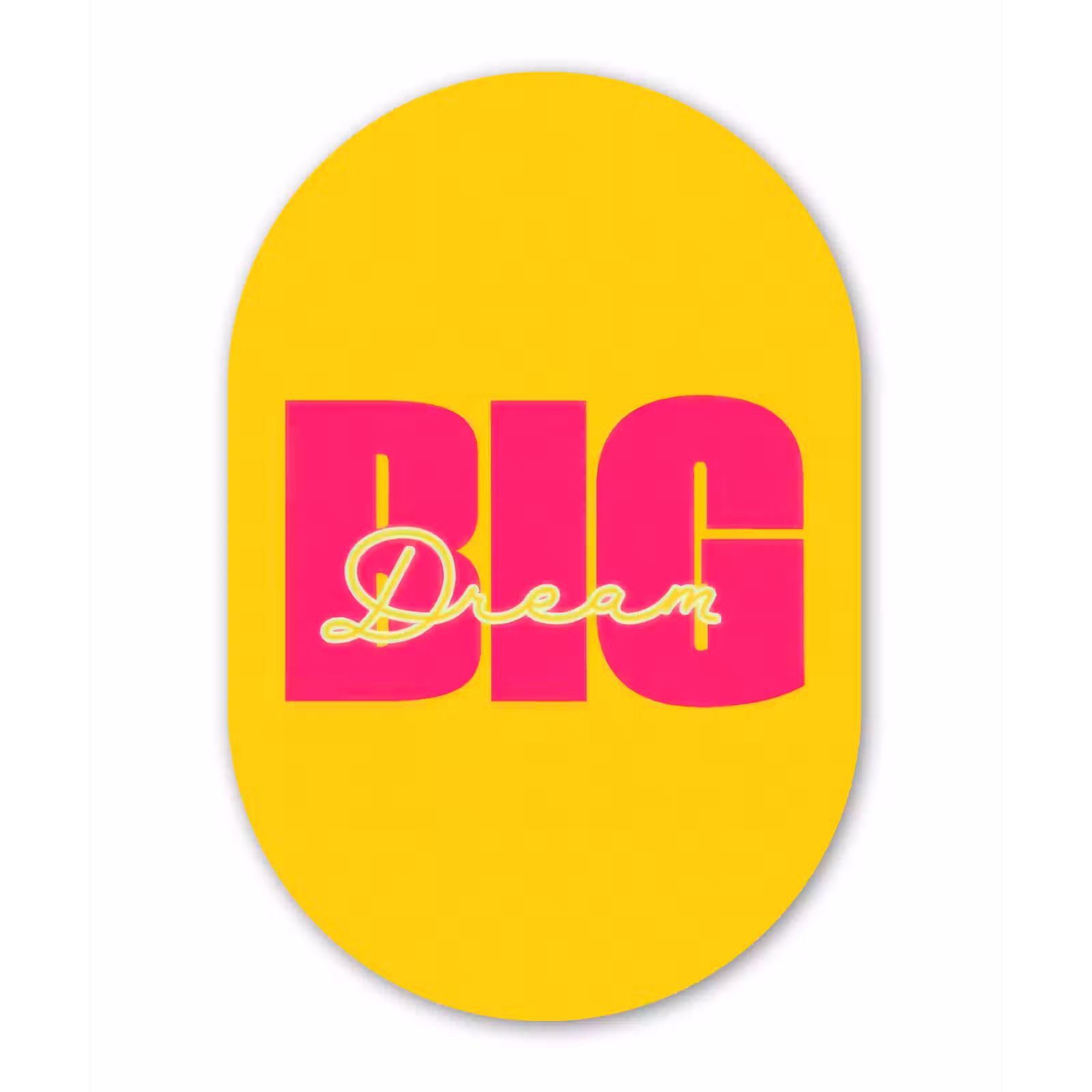 Muurovaal - Glas - Dream big - Geel - Roze — 1