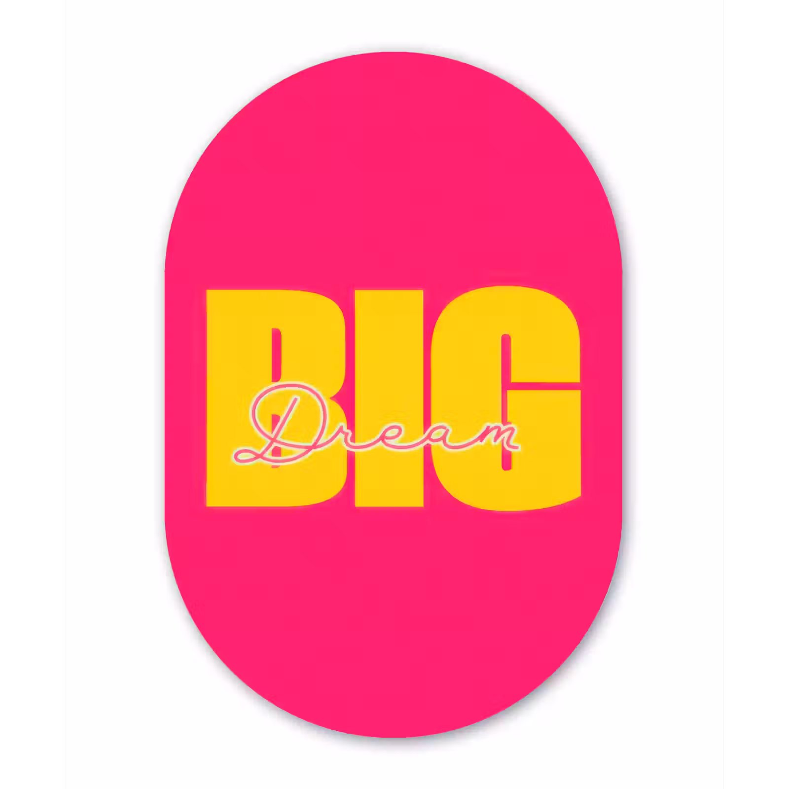 Muurovaal - Glas - Dream big - Roze - Geel - Minimalistisch — 1