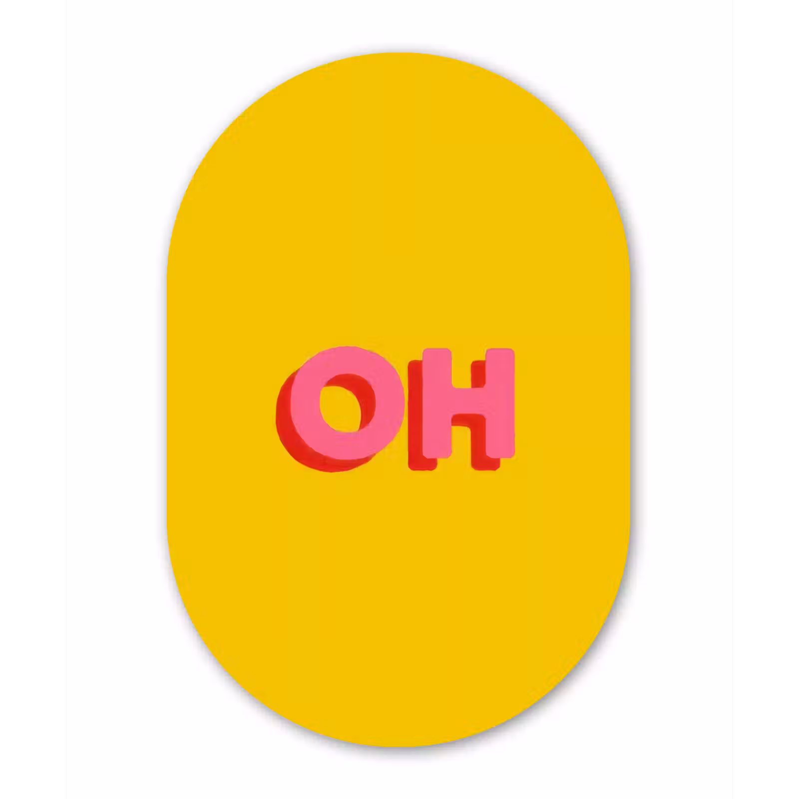 Muurovaal - Glas - Geel - Roze - Oh - 3D — 1