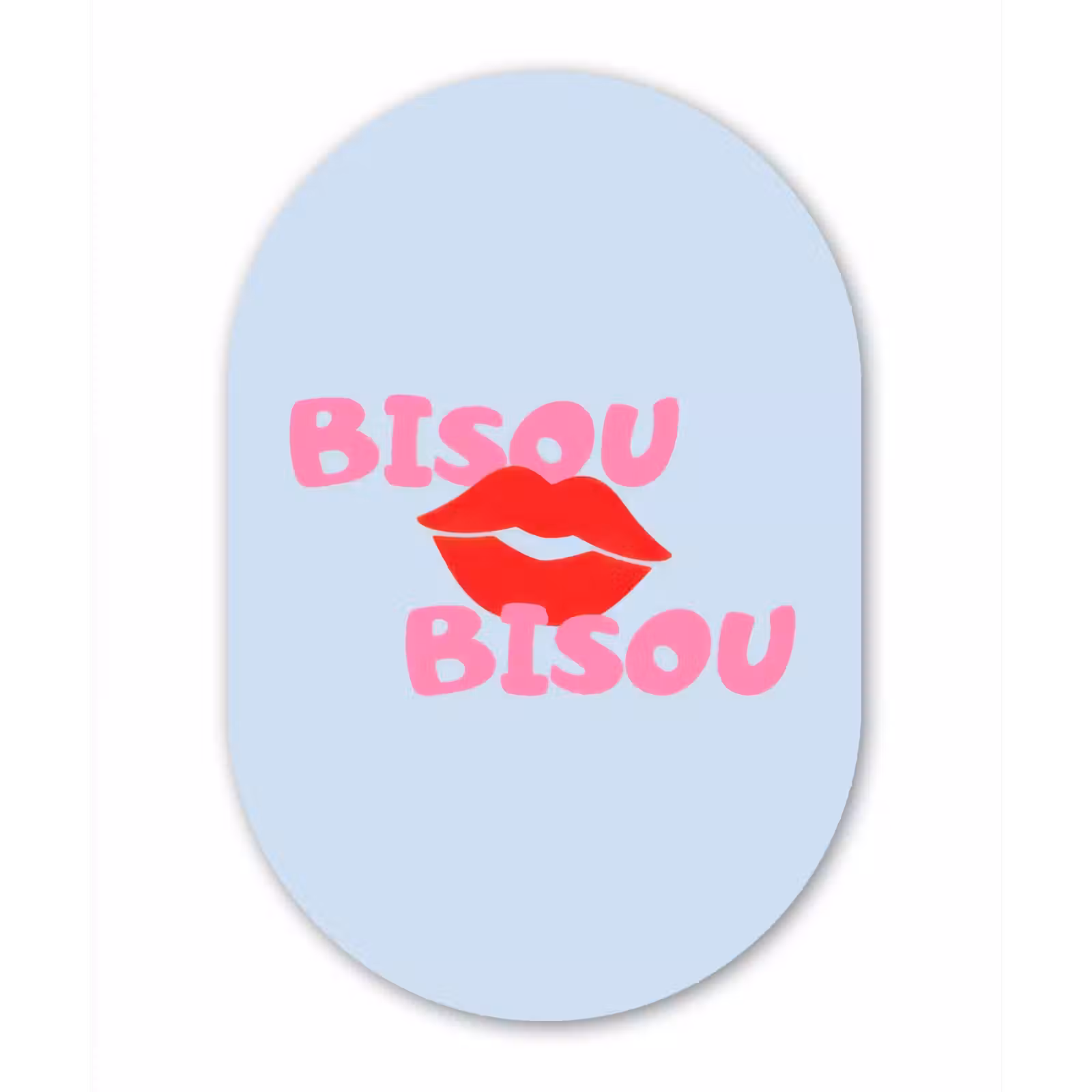 Muurovaal - Glas - Lippen - Bisou - Blauw — 1