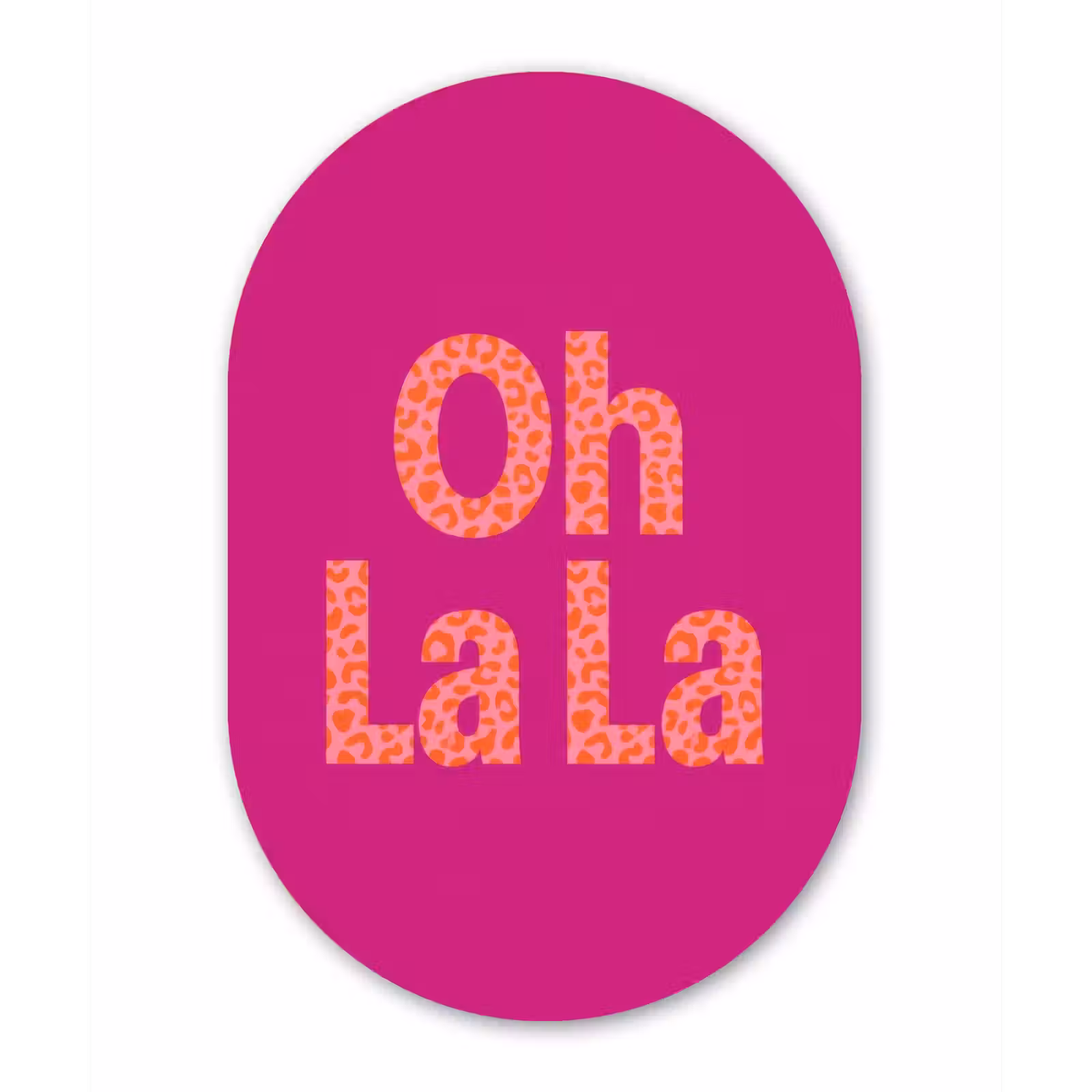 Muurovaal - Glas - Oh la la - Luipaardprint - Roze — 1
