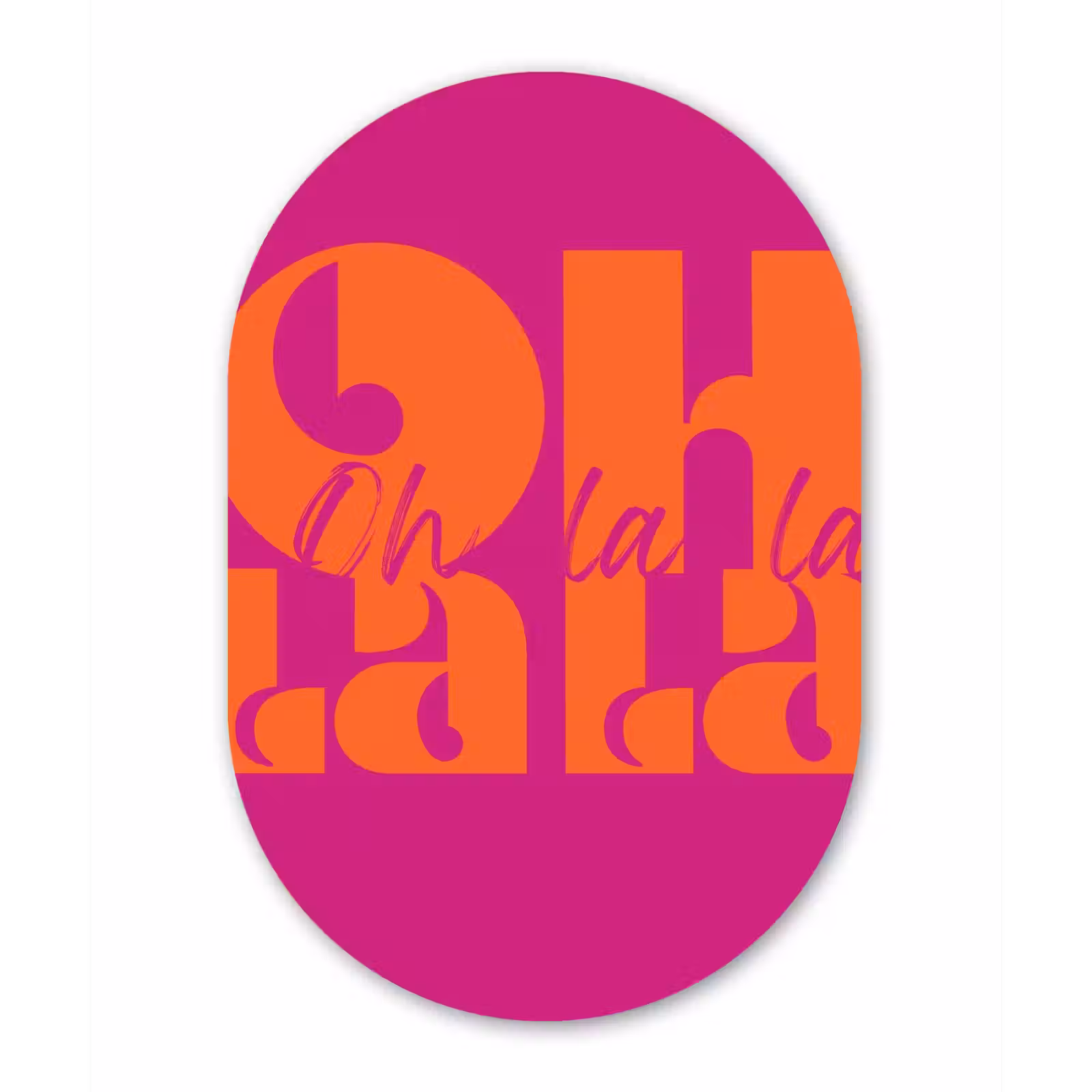 Muurovaal - Glas - Oh la la - Roze - Oranje - Gestapelde letters — 1
