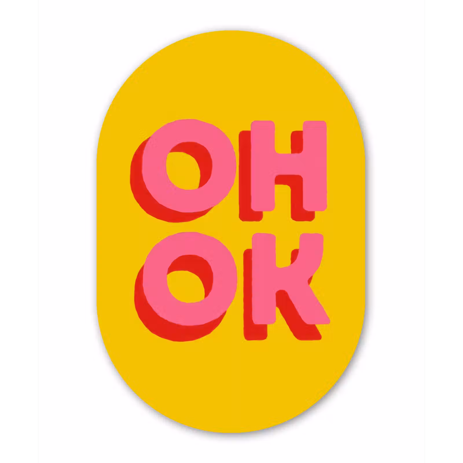 Muurovaal - Glas - Oh ok - 3D - Geel - Roze — 1