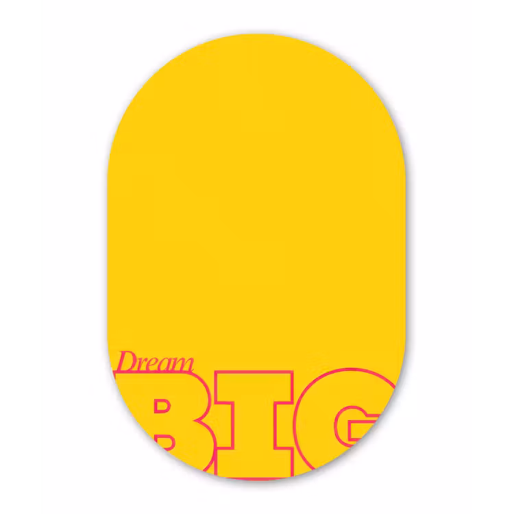Muurovaal - Glas - Dream big - Geel - Grafisch — 1