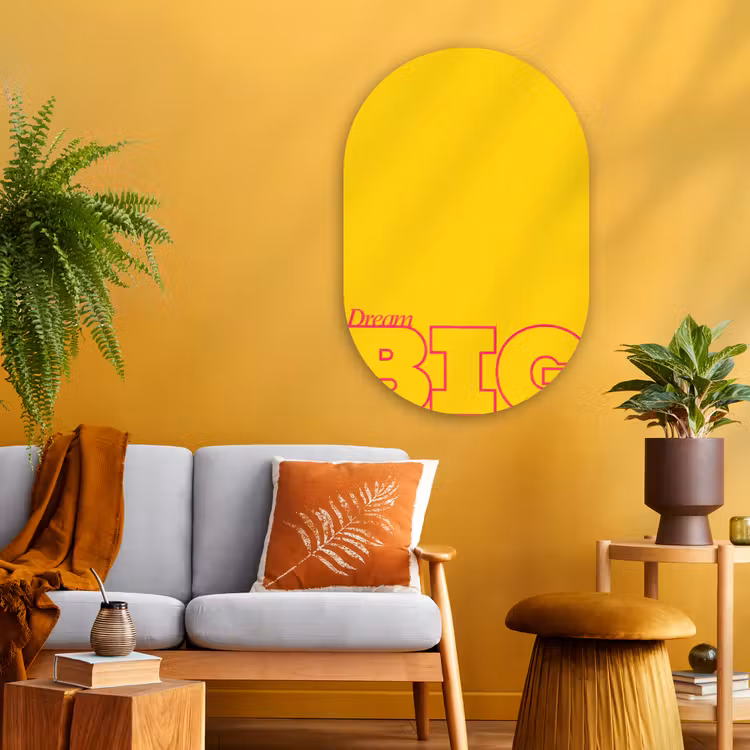 Muurovaal - Glas - Dream big - Geel - Grafisch — 3