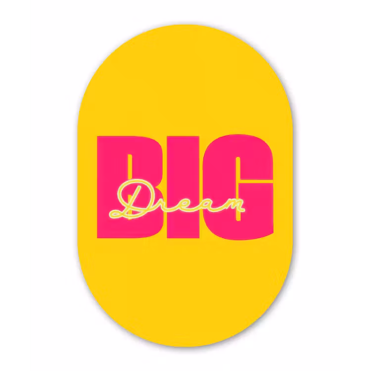 Muurovaal - Glas - Dream big - Geel - Roze — 1