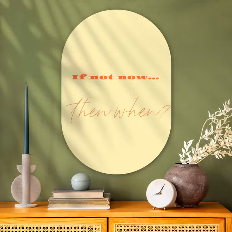 Muurovaal - Glas - Geel - Oranje - if not now then when — 2