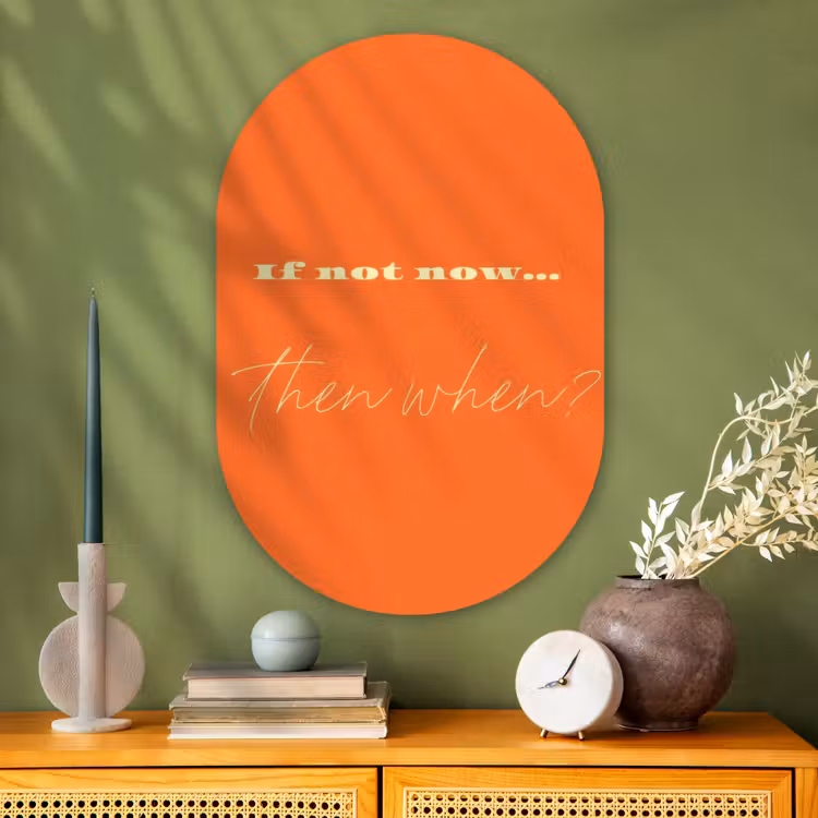 Muurovaal - Glas - If not now then when - Oranje - Geel - Levendig — 2