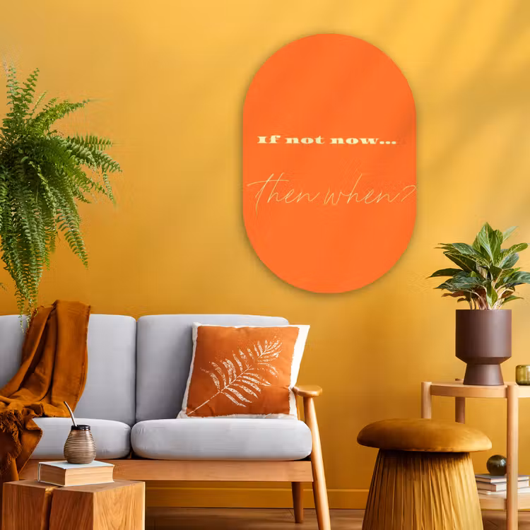 Muurovaal - Glas - If not now then when - Oranje - Geel - Levendig — 3
