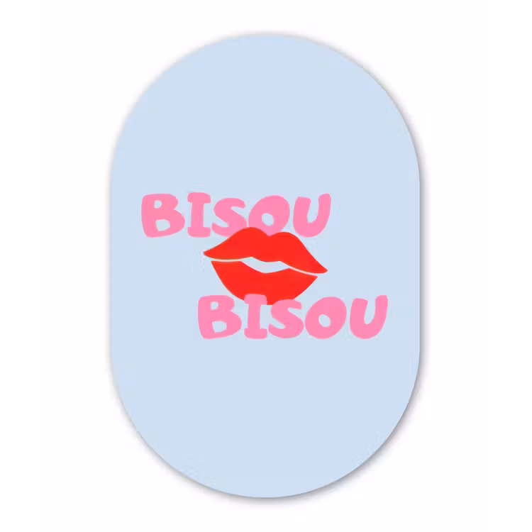 Muurovaal - Glas - Lippen - Bisou - Blauw — 1