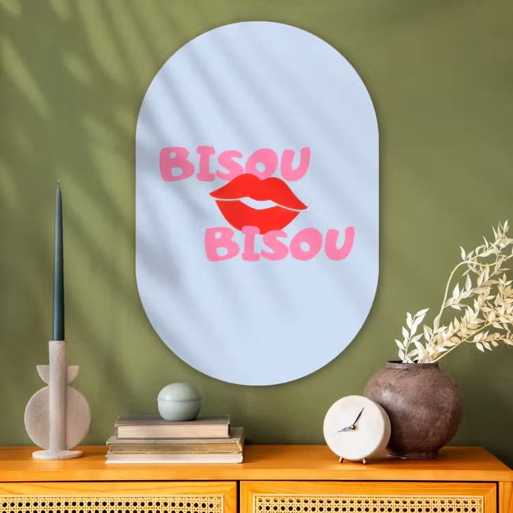 Muurovaal - Glas - Lippen - Bisou - Blauw — 2