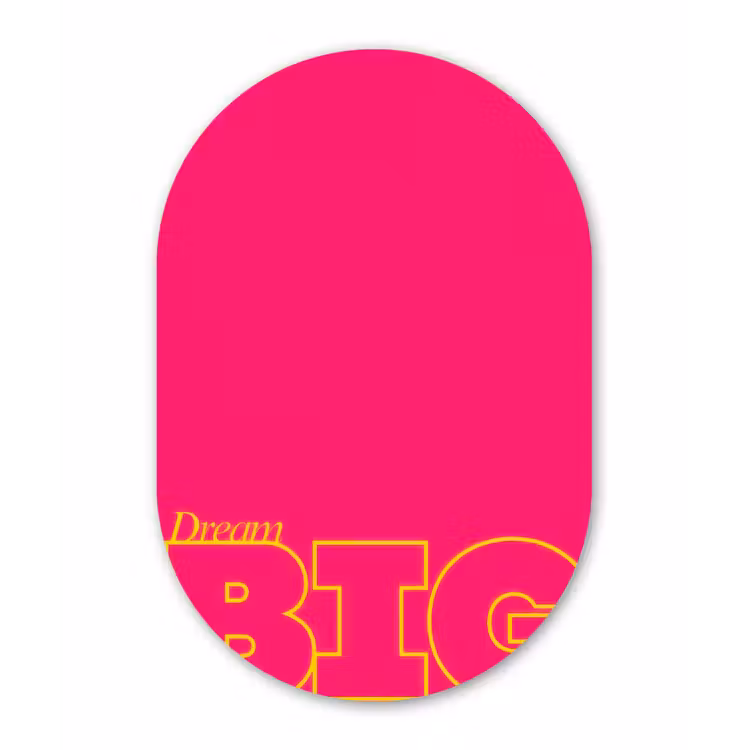 Muurovaal - Glas - Minimalistisch - Roze - Dream big - Grafisch — 1