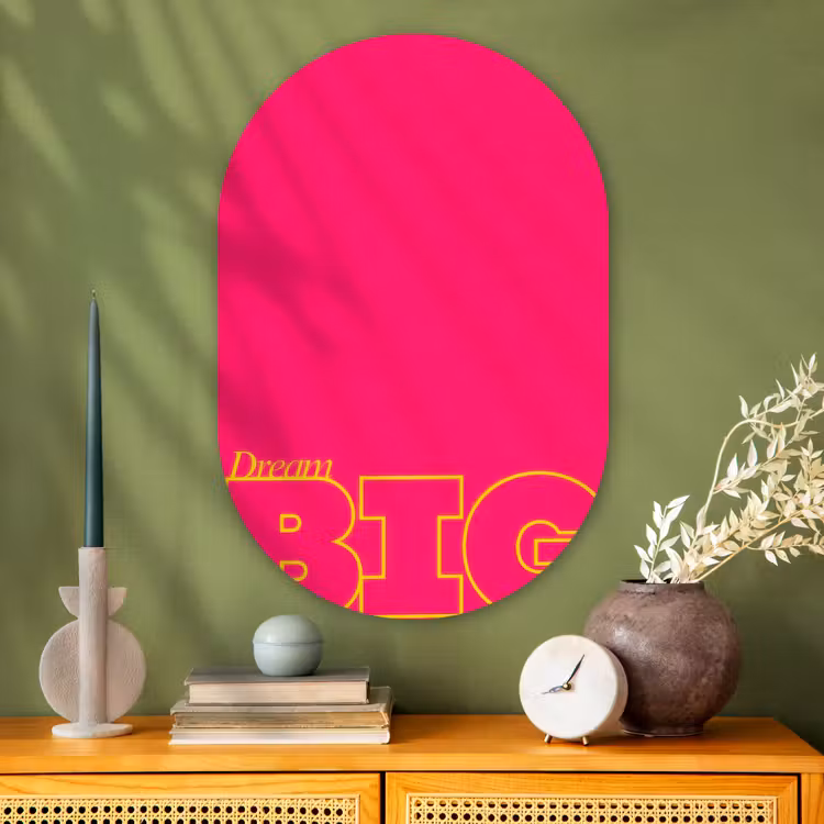 Muurovaal - Glas - Minimalistisch - Roze - Dream big - Grafisch — 2