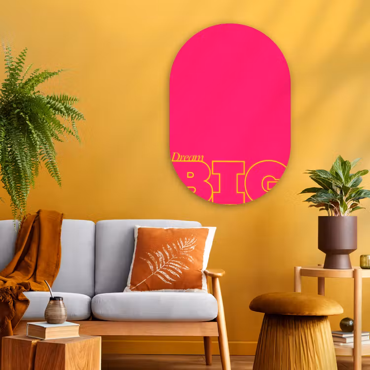 Muurovaal - Glas - Minimalistisch - Roze - Dream big - Grafisch — 3