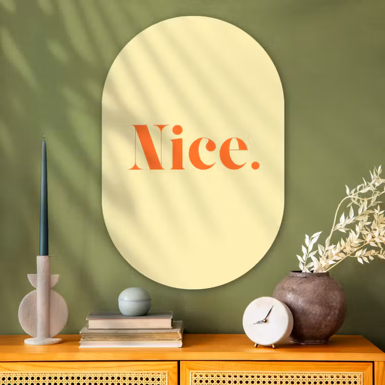 Muurovaal - Glas - Nice - Oranje - Geel - Minimalistisch — 2