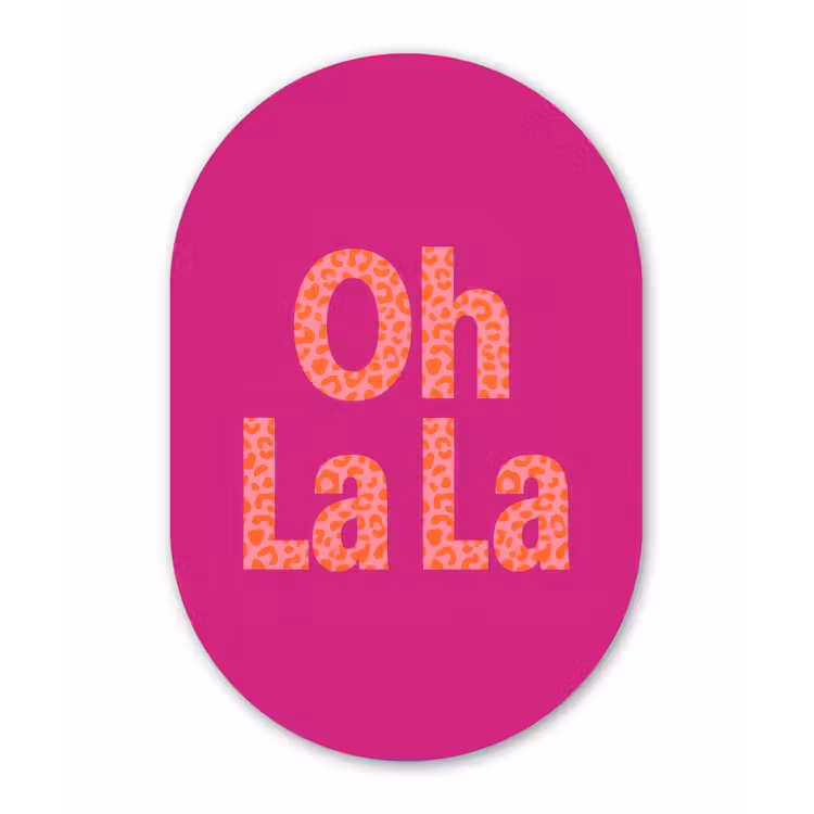 Muurovaal - Glas - Oh la la - Luipaardprint - Roze — 1