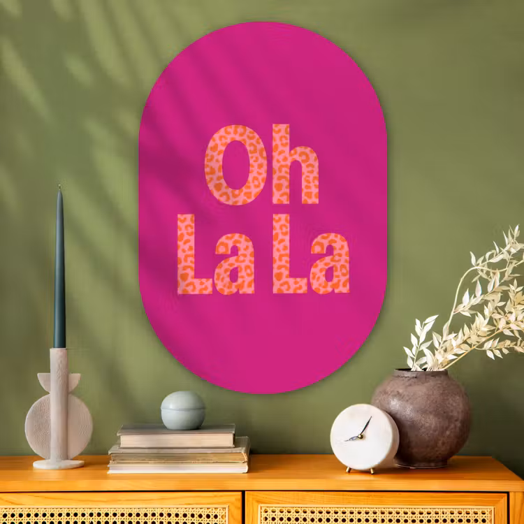 Muurovaal - Glas - Oh la la - Luipaardprint - Roze — 2