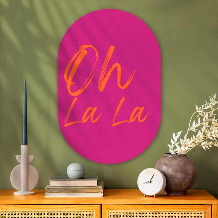 Muurovaal - Glas - Oh la la - Oranje - Roze — 2