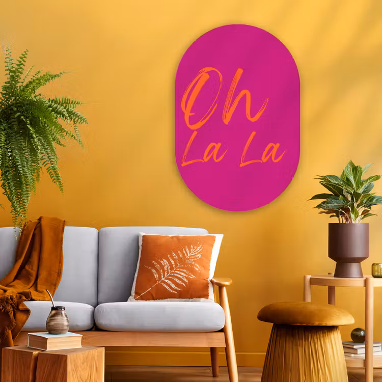 Muurovaal - Glas - Oh la la - Oranje - Roze — 3