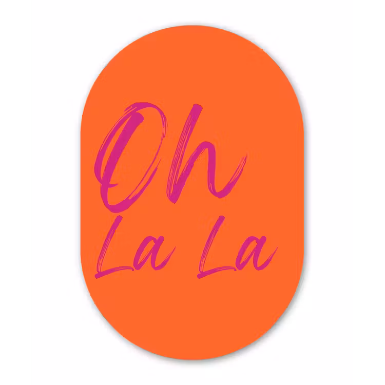 Muurovaal - Glas - Oh la la - Oranje - Roze - Grafisch — 1