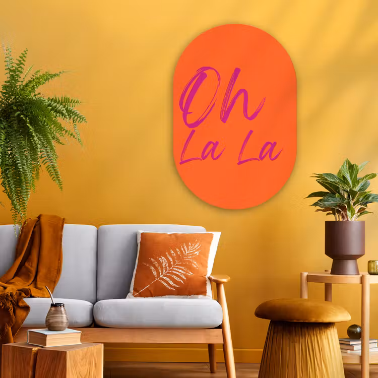 Muurovaal - Glas - Oh la la - Oranje - Roze - Grafisch — 3