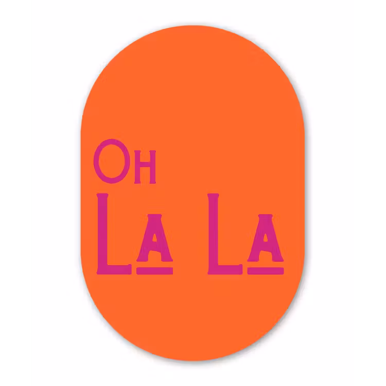 Muurovaal - Glas - Oh la la - Oranje - Roze - Scheeflettertype — 1