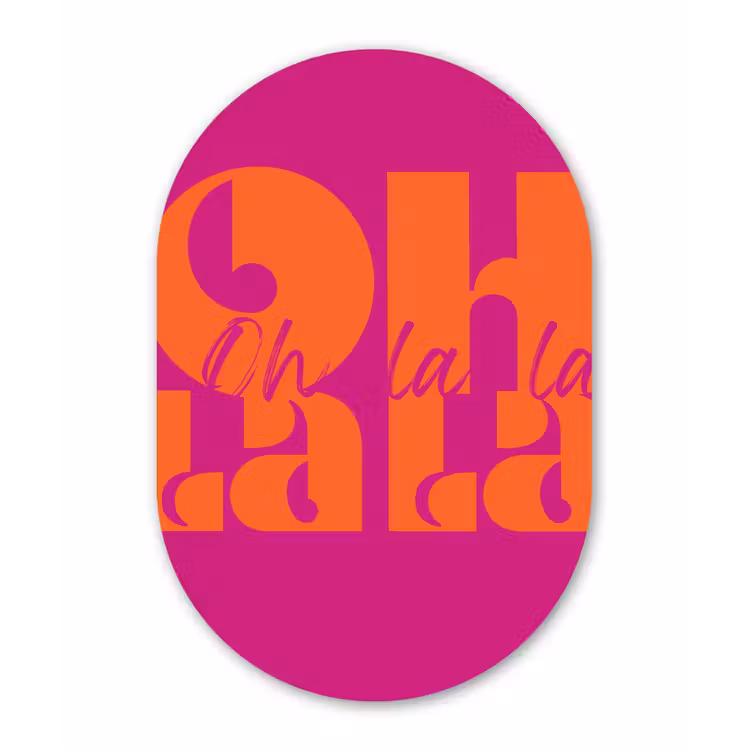 Muurovaal - Glas - Oh la la - Roze - Oranje - Gestapelde letters — 1