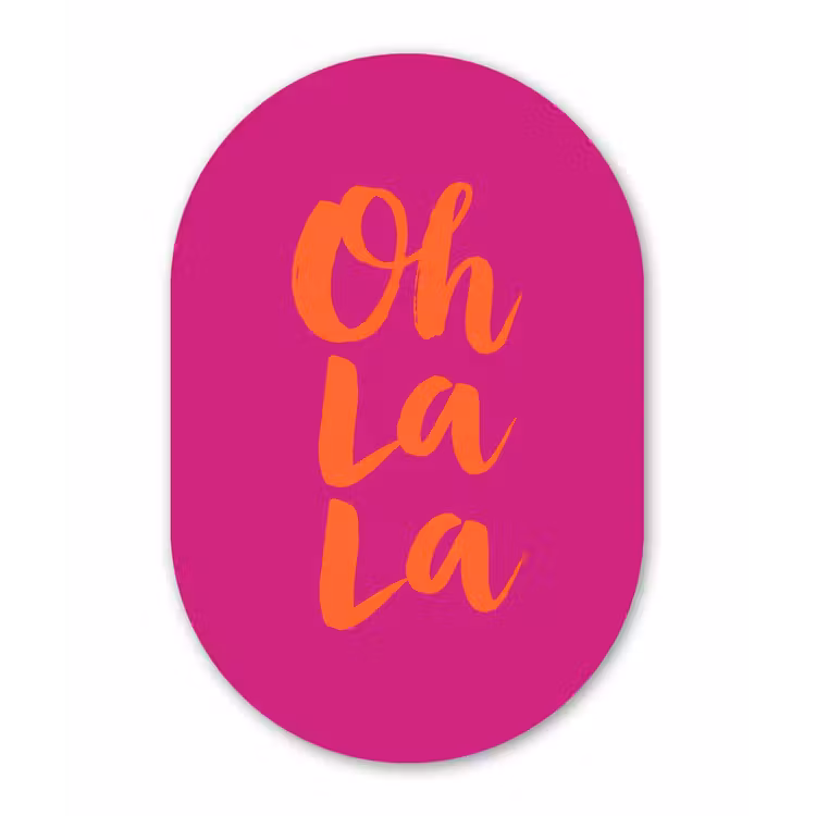 Muurovaal - Glas - Oh la la - Roze - Oranje - Minimalistisch — 1