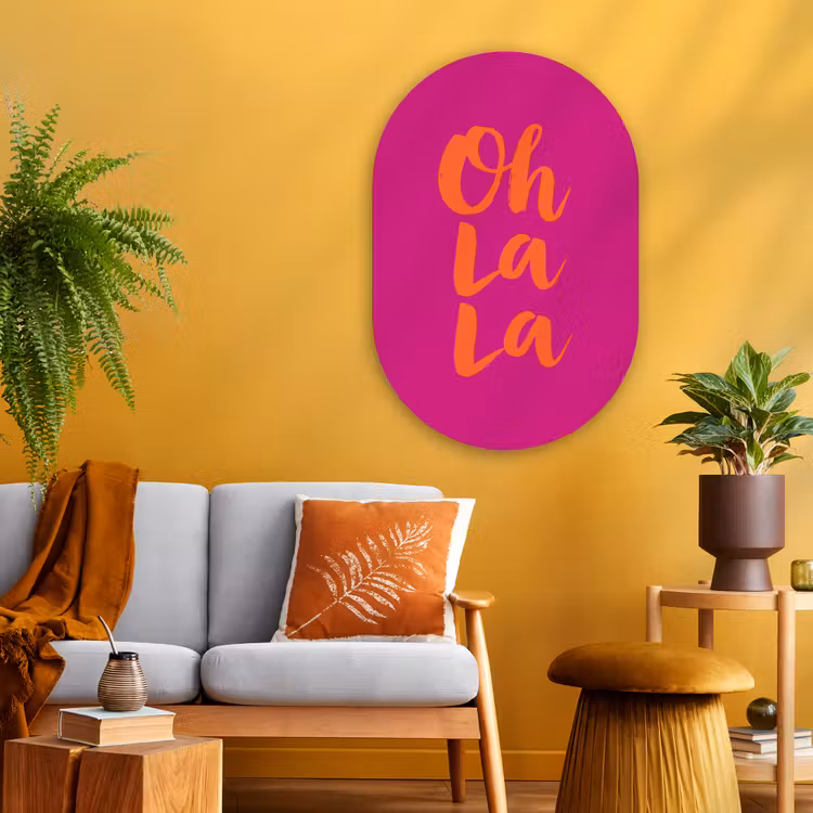 Muurovaal - Glas - Oh la la - Roze - Oranje - Minimalistisch — 3