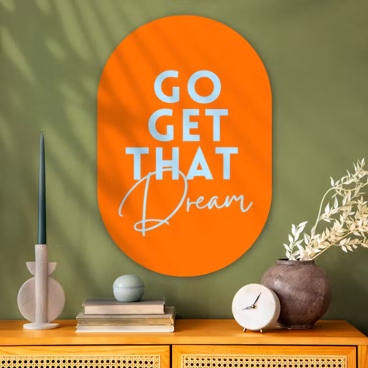 Muurovaal - Glas - Oranje - Blauw - Go get that dream — 2