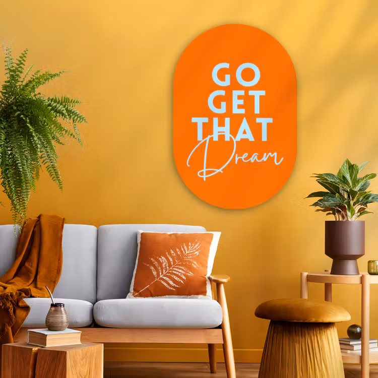 Muurovaal - Glas - Oranje - Blauw - Go get that dream — 3