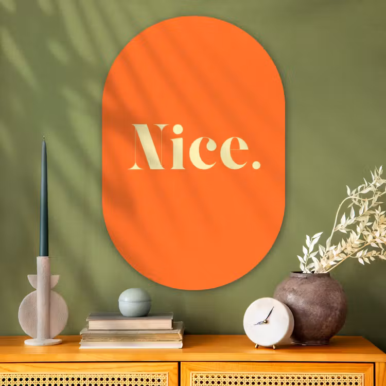 Muurovaal - Glas - Oranje - Gebroken wit - Nice — 2