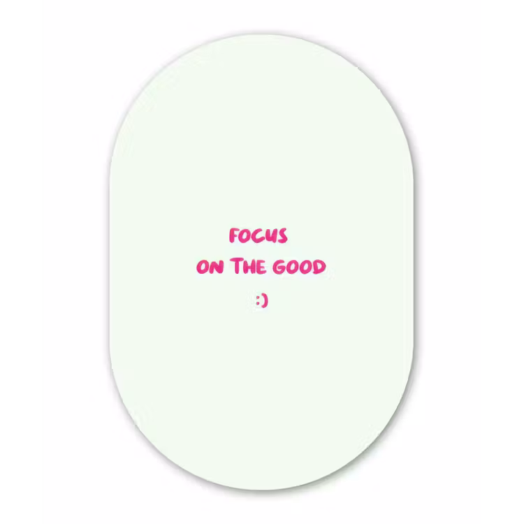 Muurovaal - Glas - Focus - Beige - Roze - Smiley — 1