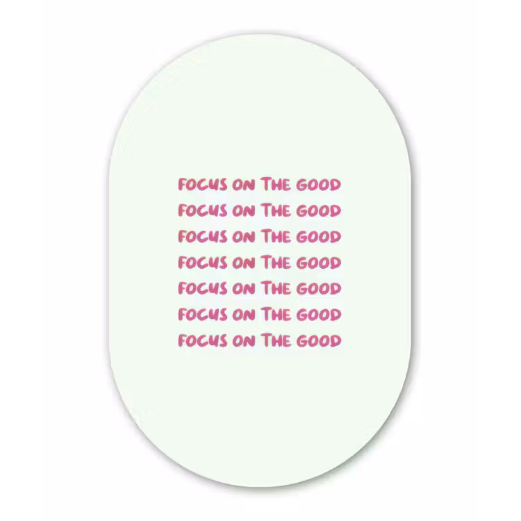 Muurovaal - Glas - Focus on the good - Roze — 1