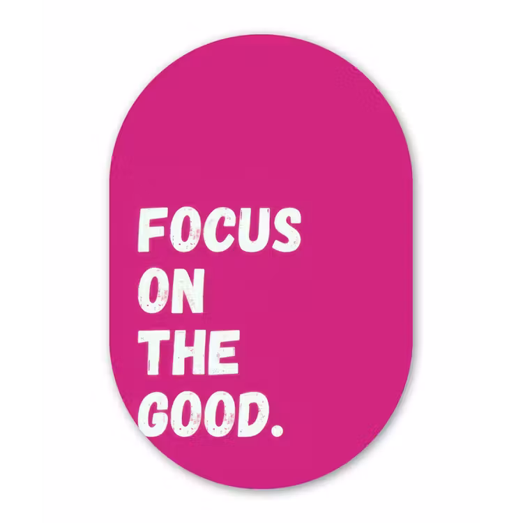 Muurovaal - Glas - Focus on the good - Roze - Simple — 1