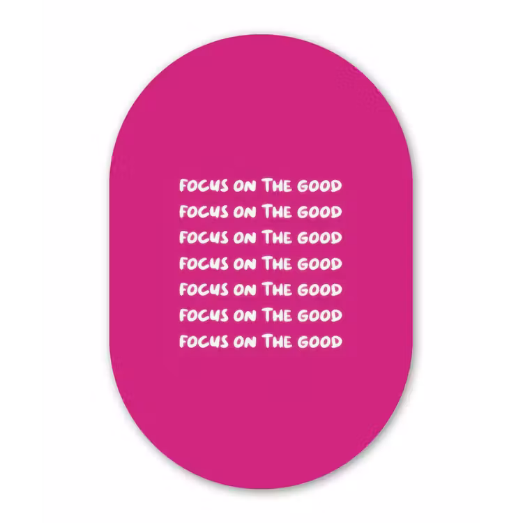Muurovaal - Glas - Focus on the good - Roze - wit — 1