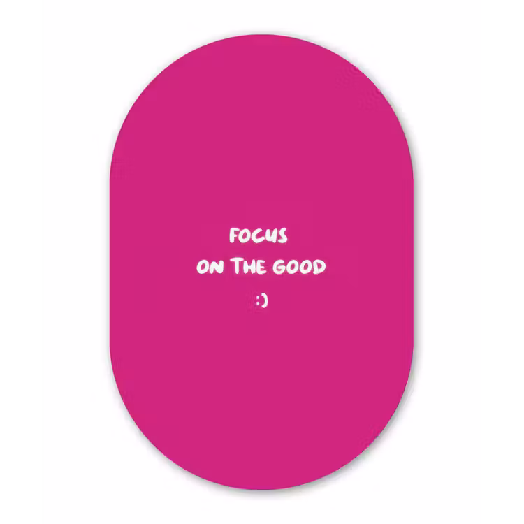 Muurovaal - Glas - Focus - Smiley - Roze — 1