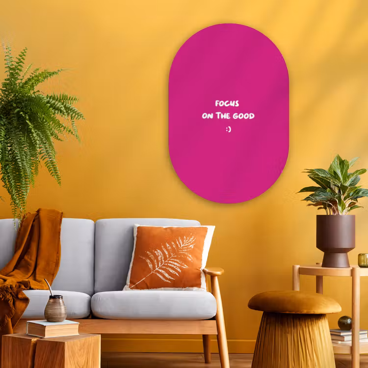 Muurovaal - Glas - Focus - Smiley - Roze — 3