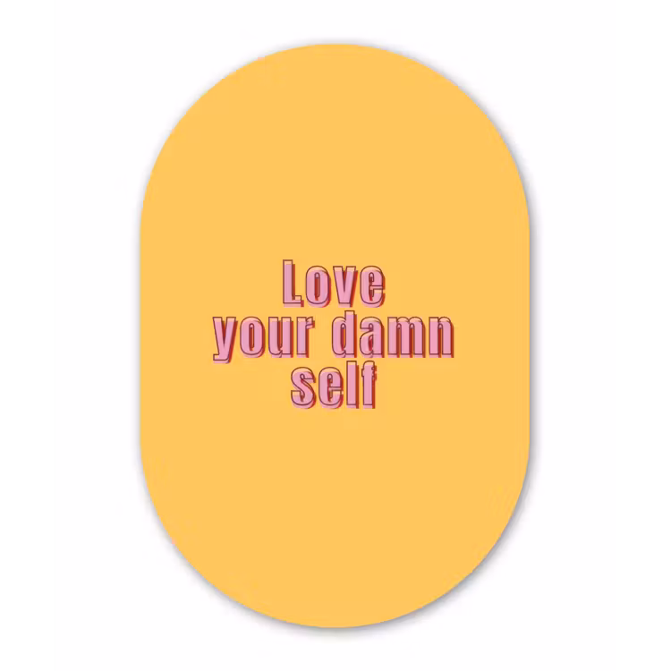 Muurovaal - Glas - Love yourself - Roze - Geel — 1