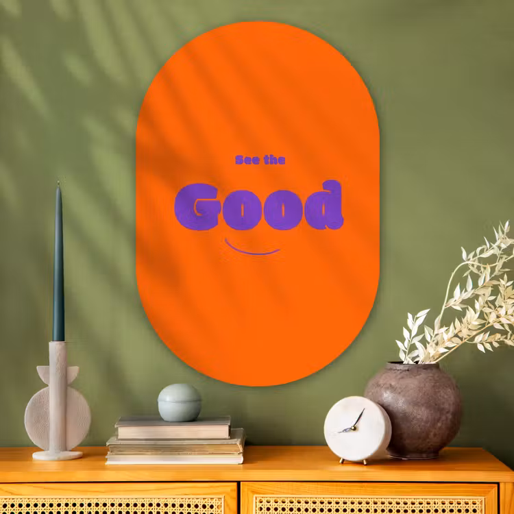 Muurovaal - Glas - See the good - Paars - Oranje - Smiley — 2