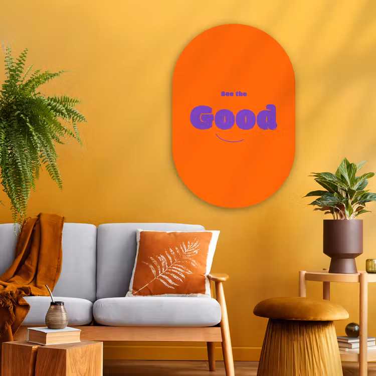 Muurovaal - Glas - See the good - Paars - Oranje - Smiley — 3