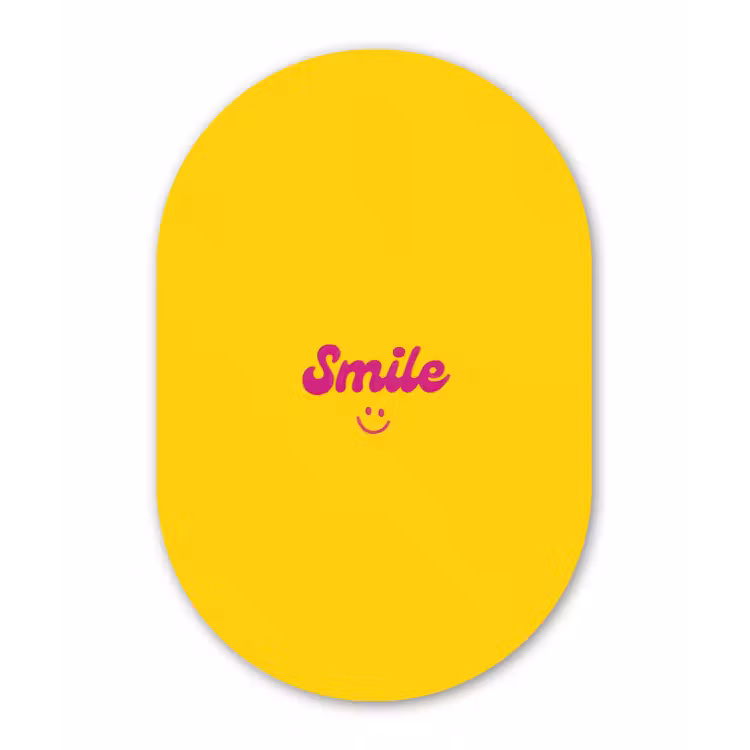 Muurovaal - Glas - Smile - Geel - Roze — 1