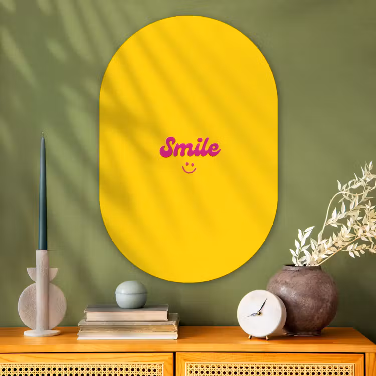 Muurovaal - Glas - Smile - Geel - Roze — 2