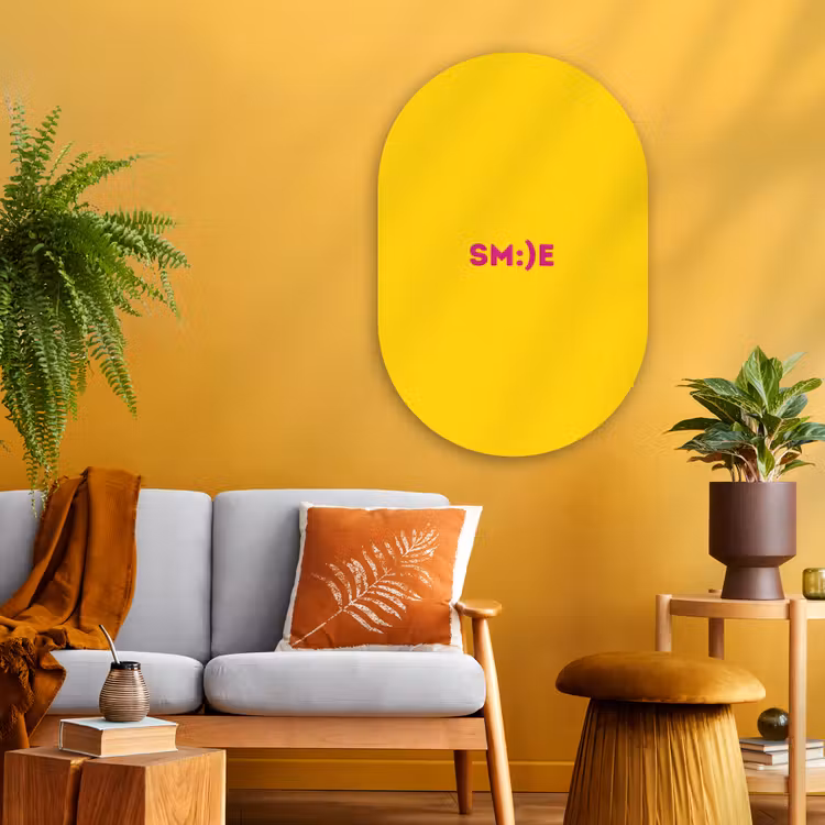 Muurovaal - Glas - Smile - Roze - Geel — 3