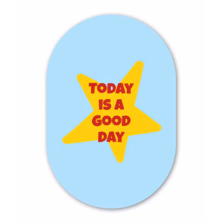 Muurovaal - Glas - Ster - Today is a good day - Blauw — 1